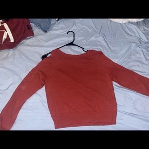 Orange shoulder cut out sweater